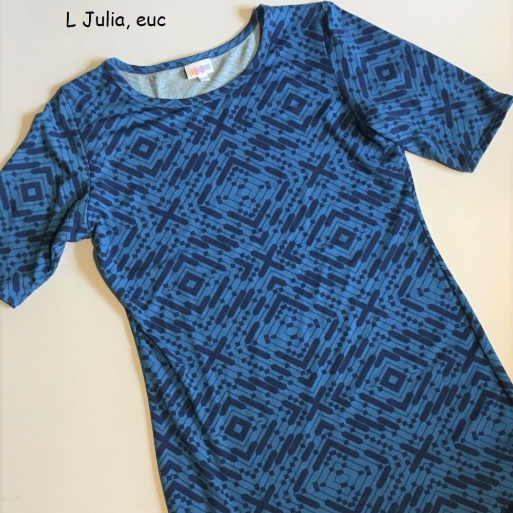 L Lularoe Julia sheath dress, blue print